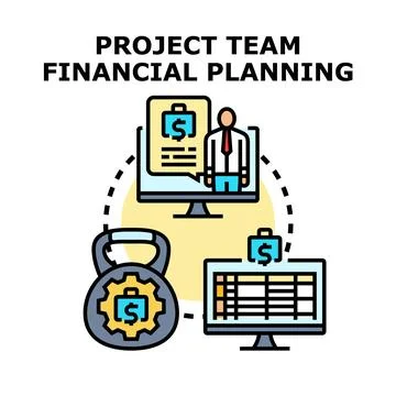 Project team developing financial planning strategy Stock Illustration