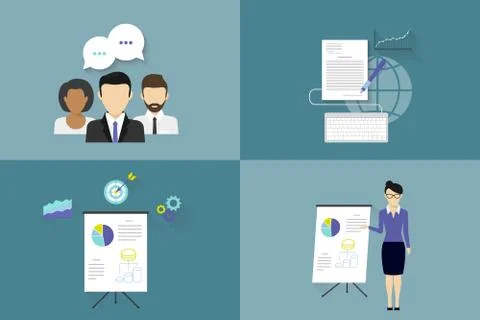 Project team illustrations set Illustrazione stock