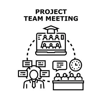 Project team meeting communicating collaboration and business strategy Stock Illustration