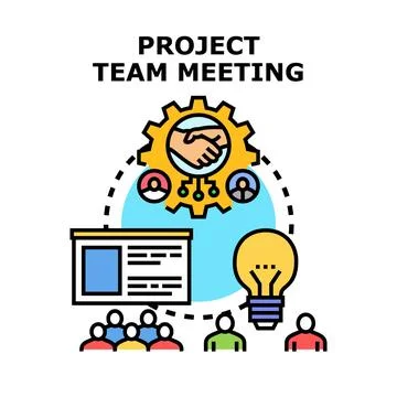 Project team meeting discussing creative business ideas Stock Illustration
