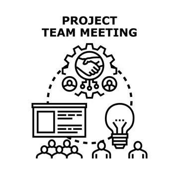 Project team meeting discussing creative business ideas Stock Illustration
