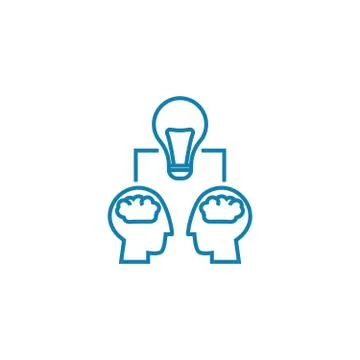 Project team work linear icon concept. Project team work line vector sign Stock Illustration