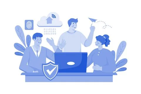 Project Team Working On New Software Release Ilustração Stock