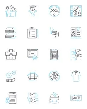 Project technology linear icons set. Automation, Virtualization, Integration 스톡 일러스트