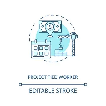 Project tied worker blue concept icon Stock Illustration