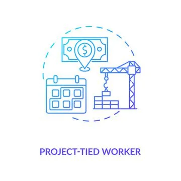 Project tied worker blue gradient concept icon Stock Illustration