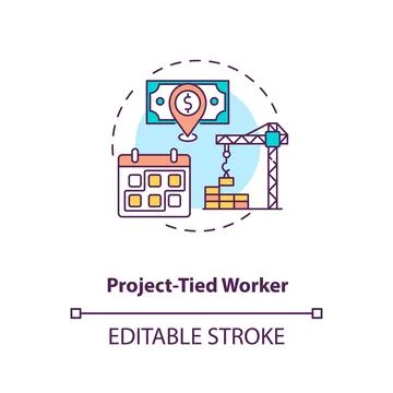 Project tied worker concept icon Stock Illustration