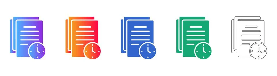 Project Timeline and Document Scheduling Icons Stock Illustration