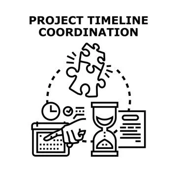 Project timeline coordination managing development planning process Stock Illustration