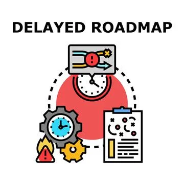 Project timeline delays creating workflow management problems Stock Illustration