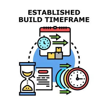 Project timeline management and development build timeframe Stock Illustration
