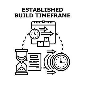 Project timeline management and development build timeframe Stock Illustration
