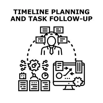 Project timeline planning and task follow up concept Stock Illustration