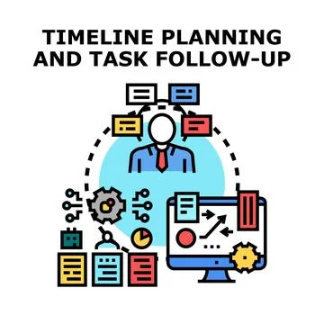 Project timeline planning and task follow up concept 库存插图