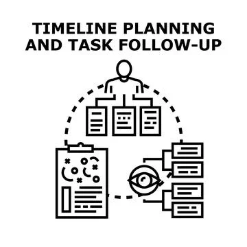 Project timeline planning and task follow up concept Stock Illustration