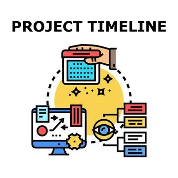 Project timeline planning, managing and scheduling tasks Stock Illustration