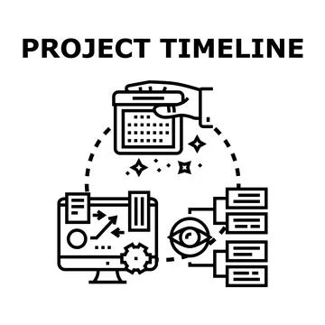 Project timeline planning, managing and scheduling tasks Stock Illustration