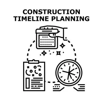 Project timeline planning process managing schedule tasks Stock Illustration
