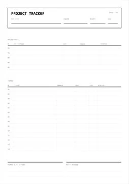 Project tracker worksheet template vector Stock Illustration