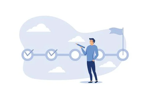 Project tracking, task completion or checklist to remind project progress con Stock Illustration