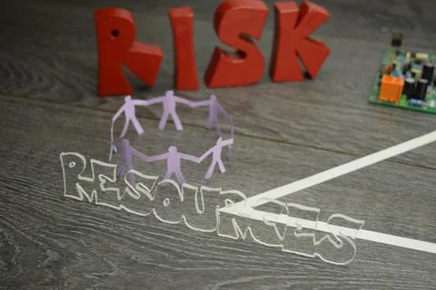 Project triangle - closeup on the resources factor Stock Photos