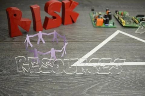 Project triangle - closeup on the resources factor Stock Photos