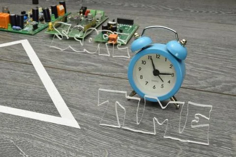 Project triangle - closeup on the time factor Stock Photos