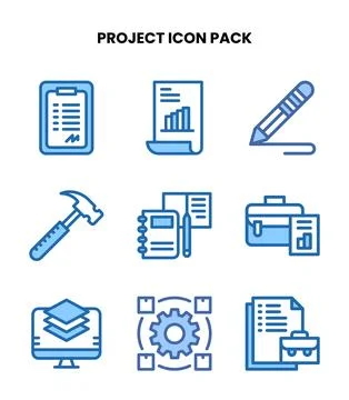 Project Two Colour Collection Icons Pack Stock Illustration