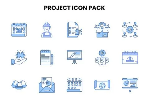 Project Two Colour Graphics Icons Pack Stock Illustration