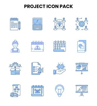 Project Two Colour Set Icons Pack 库存插图