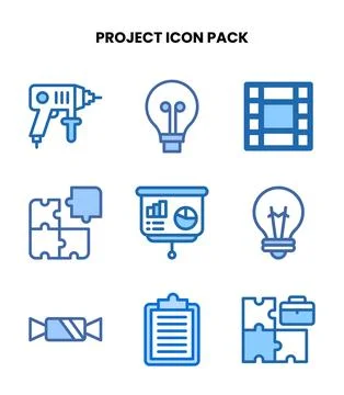 Project Two Colour Set Icons Pack Illustrazione stock
