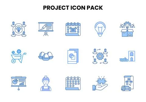 Project Two Colour Vector Icons Pack Stock Illustration