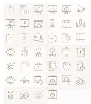 Project Vector Icon Library with 40 Thin Line High Resolution Pixel Aligned.. 스톡 일러스트