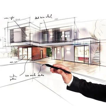 Project of a villa Stock Photos