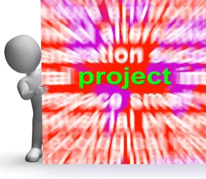 Project word cloud sign shows plan mission or task Иллюстрация