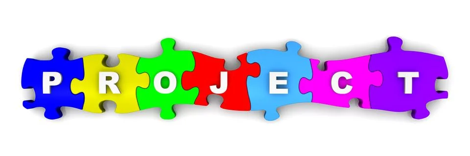 Project. Word on puzzles Stock Illustration