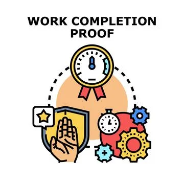 Project work completion proof achieving deadline goals Stock Illustration