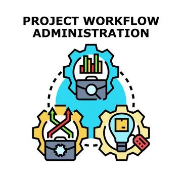 Project workflow administration diagram illustrating management concepts Stock Illustration