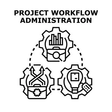Project workflow administration diagram illustrating management concepts Stock Illustration