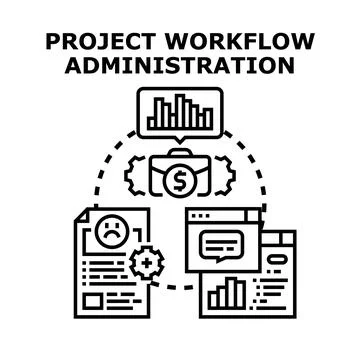 Project workflow administration optimizing business process management Stock Illustration