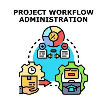 Project workflow administration planning development management vector 스톡 일러스트