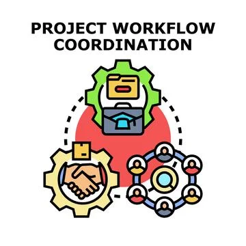Project workflow coordination and teamwork process Stock Illustration