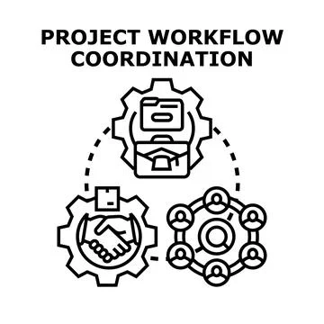 Project workflow coordination and teamwork process Stock Illustration