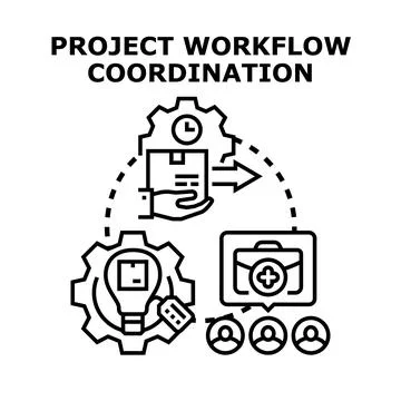 Project workflow coordination planning management concept Illustrazione stock