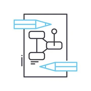 Project workflow line icon, outline symbol, vector illustration, concept sign Stock Illustration