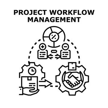 Project workflow management process optimizing business collaboration Stock Illustration