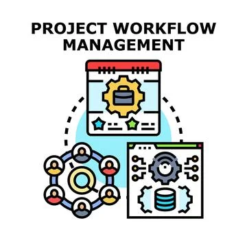 Project workflow management process planning and team collaboration イラスト素材