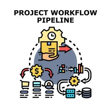 Project workflow pipeline process stages development cycle Stockillustratie