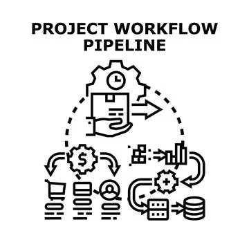 Project workflow pipeline process stages development cycle 스톡 일러스트