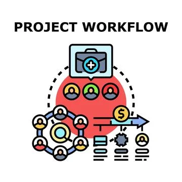 Project workflow progress planning and team management concept Stock Illustration